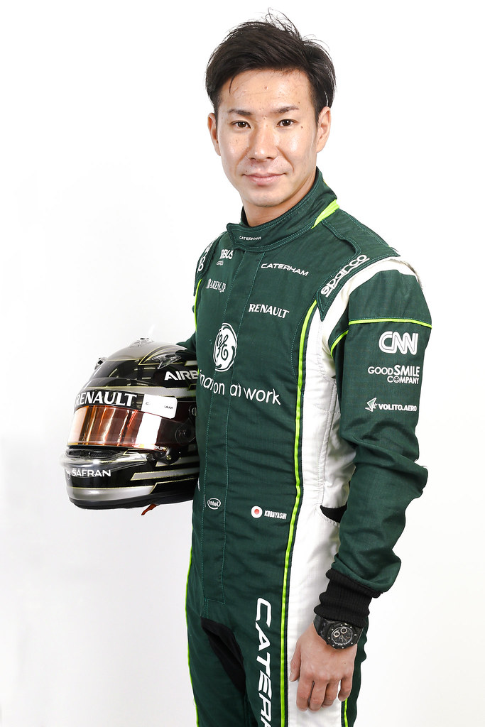 Kamui Kobayashi dalam sut perlumbaan Caterham F1